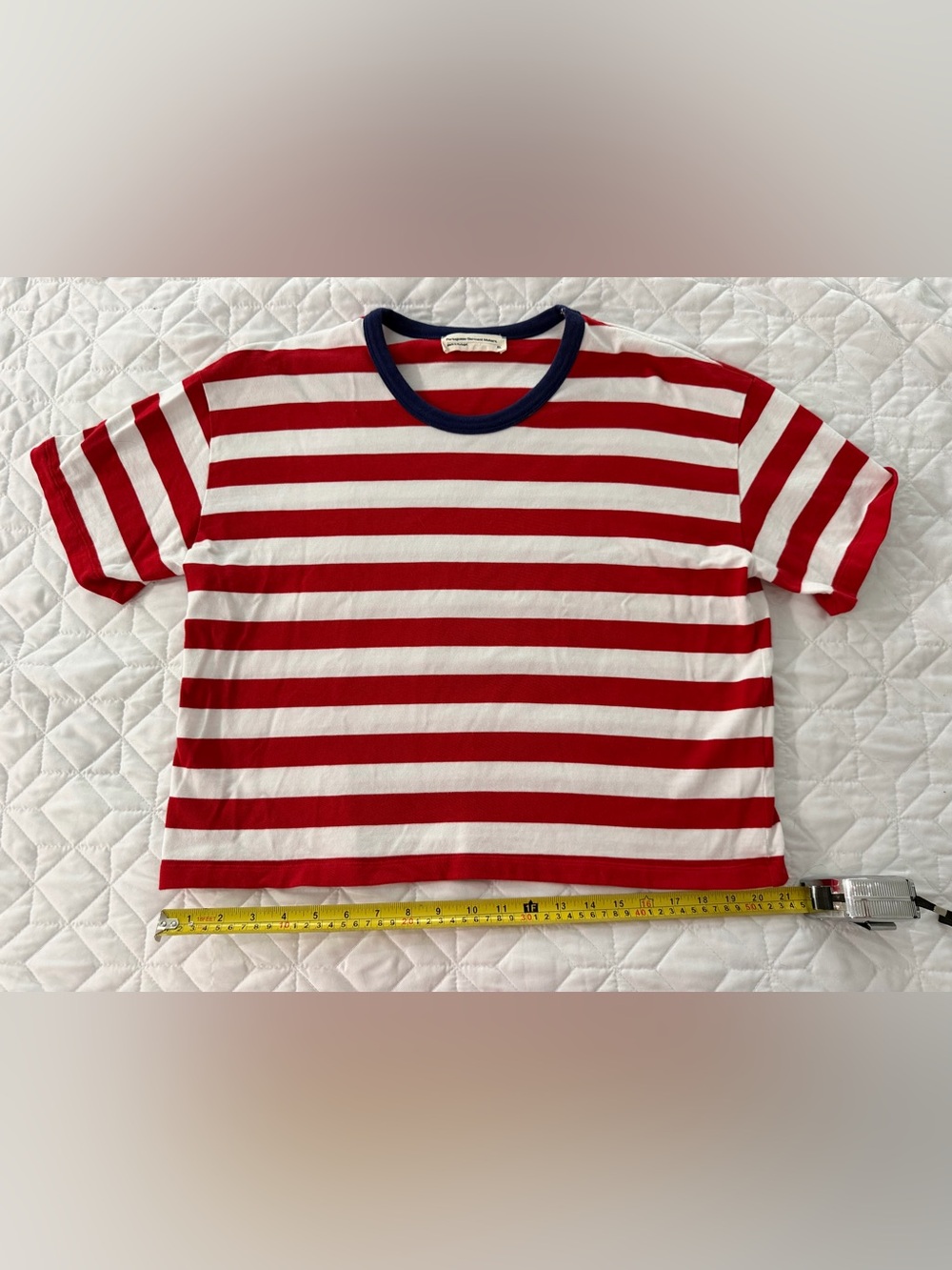 Portuguese Garment Maker XL Crop Top Red White Stripes